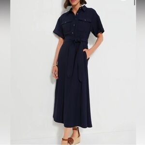 Tuckernuck Dark Blue Maxi Dress with Tie Waist